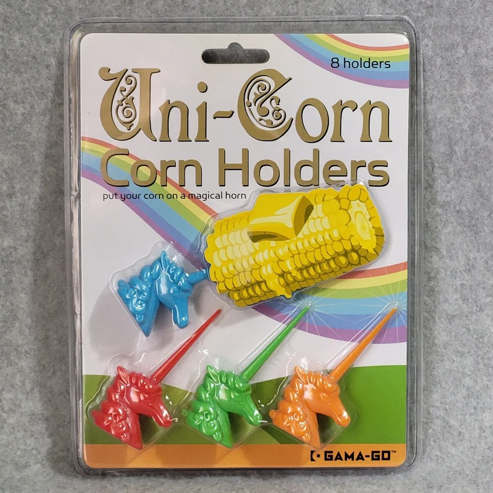 Gama-Go Unicorn Corn Holders Skewers Handles 8-Piece Set Cookout Barbecue NEW